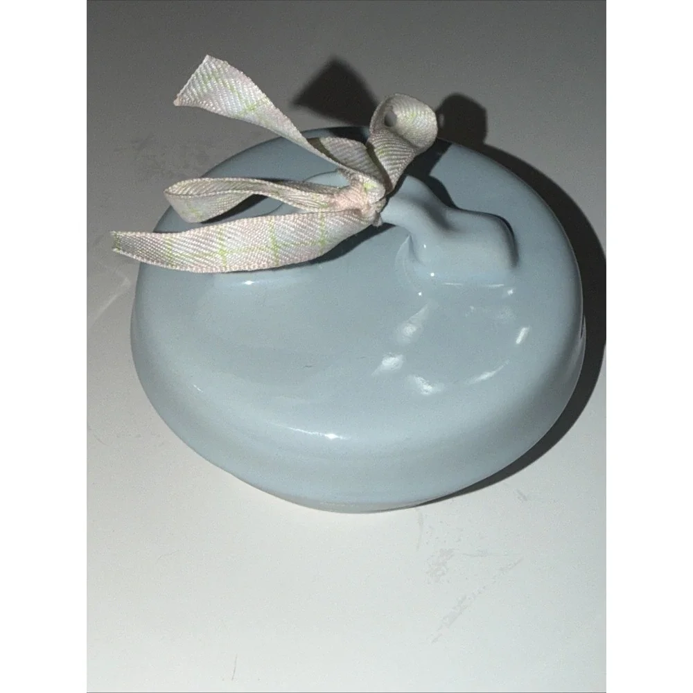 Ceramic Canister Replacement Lid Light Blue Plaid Ribbon Airtight‎ Seal 4 Inch